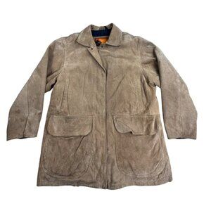 Outbrook Jacket Womens Large Tan Leather Barn Coat Plaid Blanket Lining Pockets